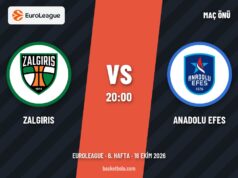 Anadolu Efes, Zalgiris deplasmanında Zalgiris – Anadolu Efes maç kartı